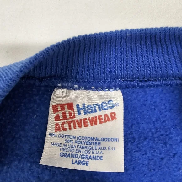 Vintage 80s Hanes Activewear size Large blue sweatshirt w/ Arizona Native print - Picture 5 of 6